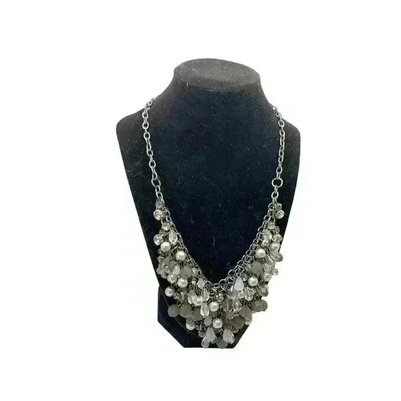 Bib Statement Necklace Pretty Glass Stones - Picture 1 of 4